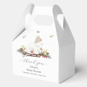 Winter Wooden Sleigh Polar Bear Baby Shower  Favour Box