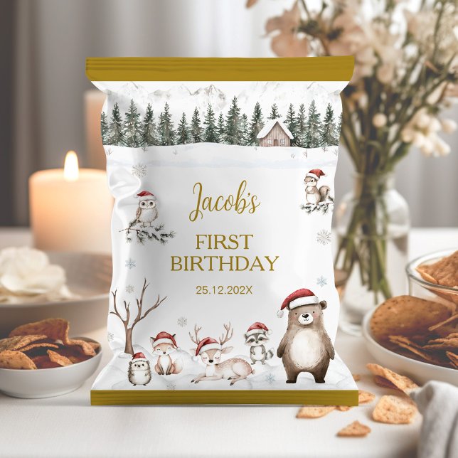 Winter Woodland 1st Birthday Chip Bag Wrapper (Creator Uploaded)