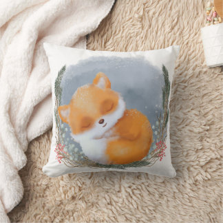 Winter Woodland Animal Sleeping Baby Fox Cushion