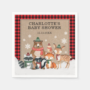 Winter Woodland Animals Baby Shower 1st Birthday Napkin