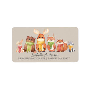 Winter Woodland Animals Baby Shower Address Label