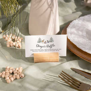 Winter Woodland Animals Baby Shower Diaper Raffle Enclosure Card