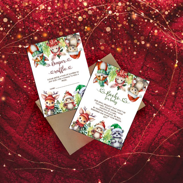 Winter Woodland Animals Baby Shower Diaper Raffle Enclosure Card (Creator Uploaded)