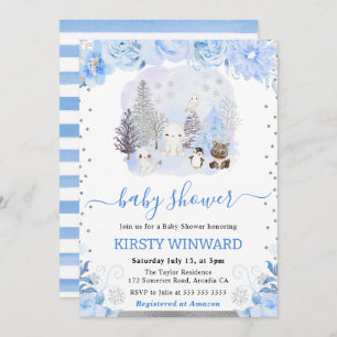 Winter Woodland Animals Baby Shower Invitation