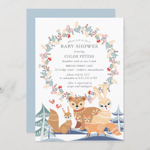 Winter Woodland Animals Baby Shower Invitation