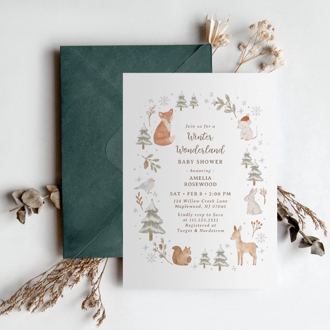 Winter Woodland Animals Baby Shower Invitation (Creator Uploaded)