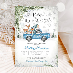 Winter Woodland Animals Baby Shower Invitation