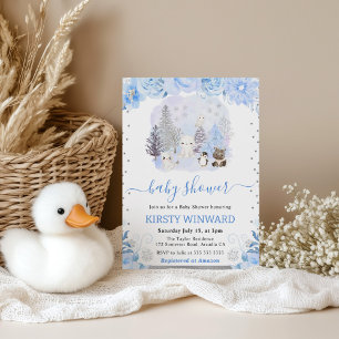 Winter Woodland Animals Baby Shower Invitation