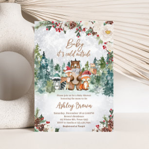 Winter Woodland Animals Baby Shower Invitation