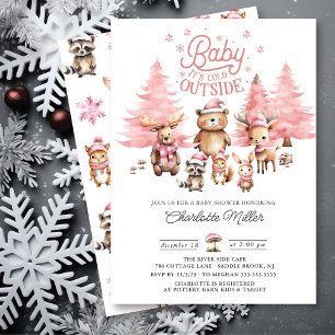 Winter Woodland Animals Baby Shower Invitation