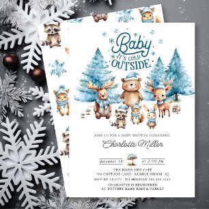 Winter Woodland Animals Baby Shower Invitation