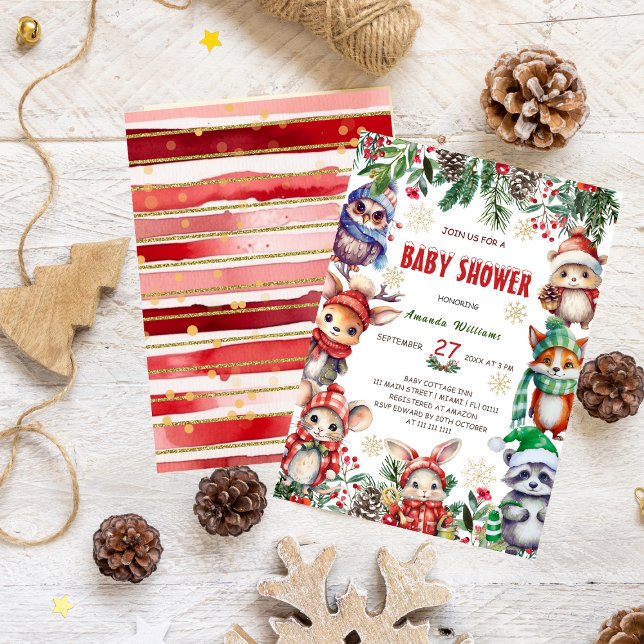 Winter Woodland Animals Baby Shower Invitation (Creator Uploaded)
