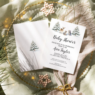 Winter Woodland Animals Baby Shower  Invitation