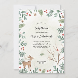 Winter Woodland Animals Baby Shower Invitation