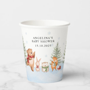 Winter Woodland Animals Baby Shower Paper Cups