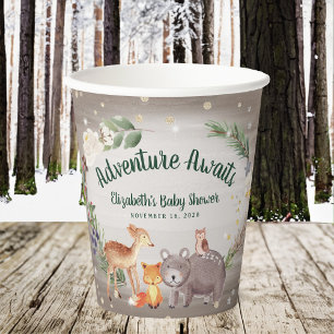 Winter Woodland Animals Baby Shower Paper Cups