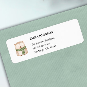 Winter Woodland Animals Baby Shower Return Address Label