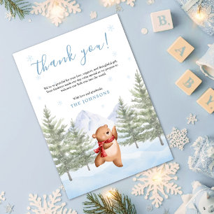 Winter Woodland Animals Baby Shower Thank You Card