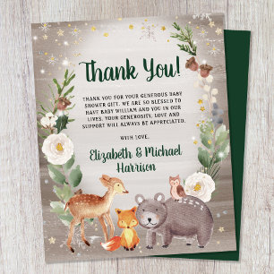 Winter Woodland Animals Baby Shower Thank You Card