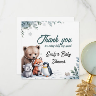 Winter Woodland Animals Baby Shower Thank You Card