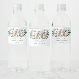 Winter Woodland Animals Baby Shower  Water Bottle Label