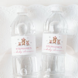 Winter Woodland Animals Baby Shower Water Label