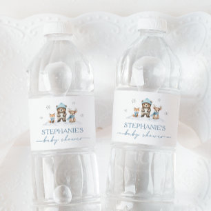 Winter Woodland Animals Baby Shower Water Label