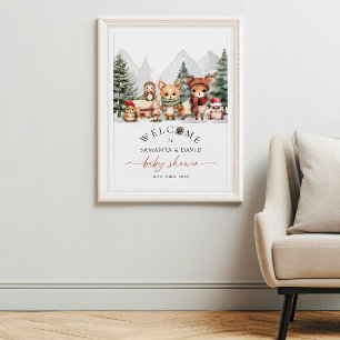 Winter Woodland Animals Baby Shower Welcome Sign