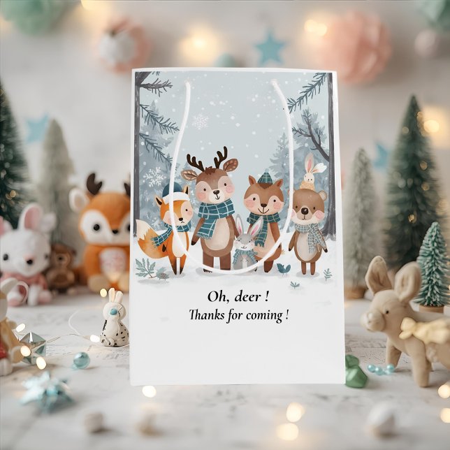 Winter Woodland Animals Birthday  Medium Gift Bag (Creator Uploaded)