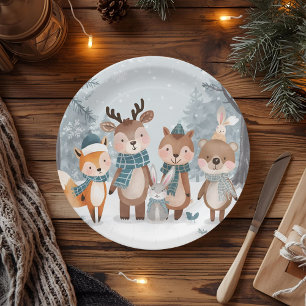 Winter Woodland Animals Birthday Party Paper Plate