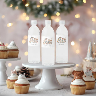 Winter Woodland Animals Birthday  Water Bottle Label