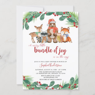Winter Woodland Animals Christmas Baby Shower Invitation