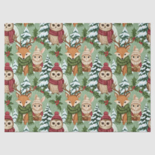 Winter Woodland Animals Christmas Pattern Tissue Paper