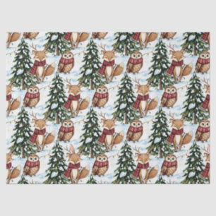 Winter Woodland Animals Christmas Pattern Tissue Paper