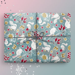 Winter Woodland Animals Feast Wrapping Paper