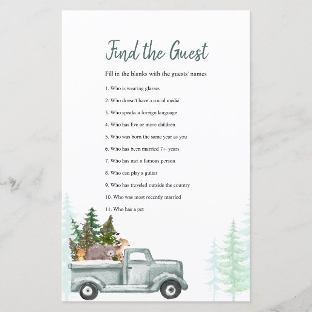  Winter Woodland Animals Find the Guest game (Front)