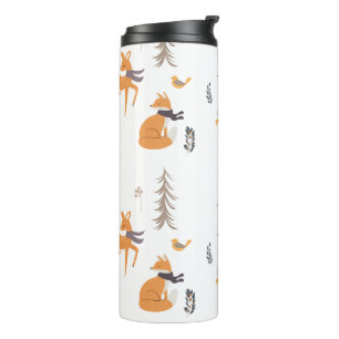 Winter Woodland Animals Folk Art Christmas Thermal Tumbler