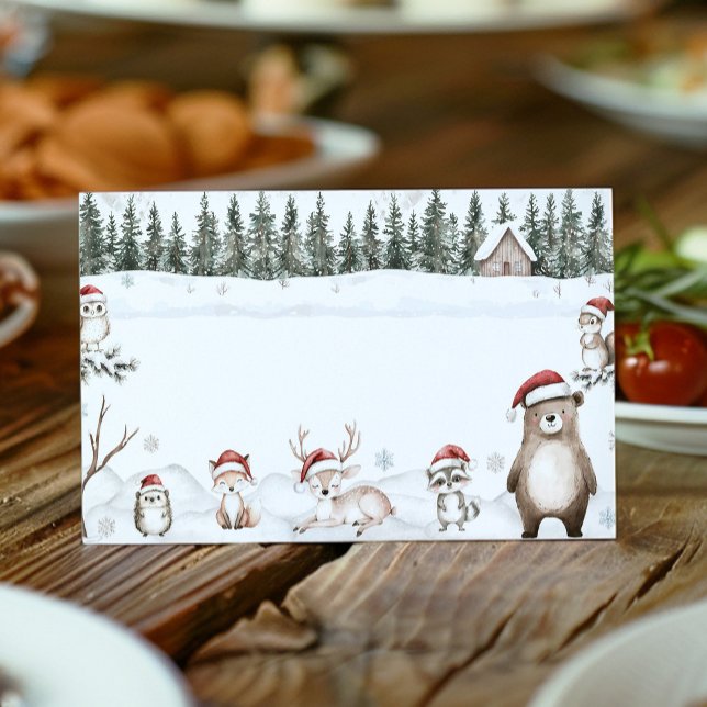 Winter Woodland Animals Food Tent Place Card (Creator Uploaded)