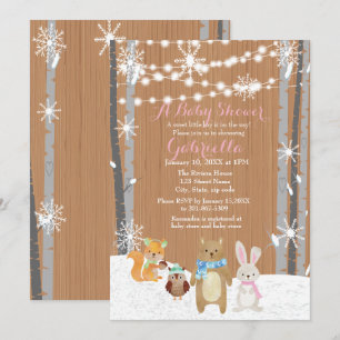 Winter Woodland Animals Forest Baby Shower Card