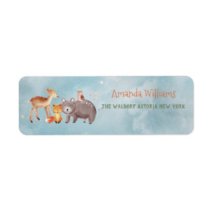 Winter Woodland Animals Forest Friends Baby Shower Return Address Label