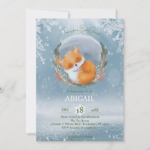 Winter Woodland Animals Fox Baby Shower Invitation