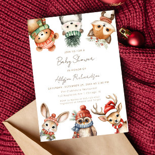 Winter Woodland animals gender neutral baby shower Invitation