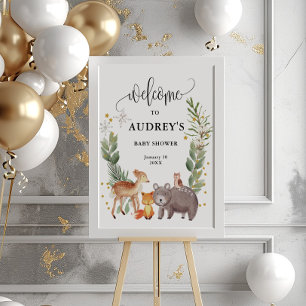 Winter Woodland Animals Large Welcome Poster