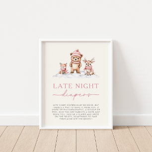Winter Woodland Animals Late Night Diapers Game Poster