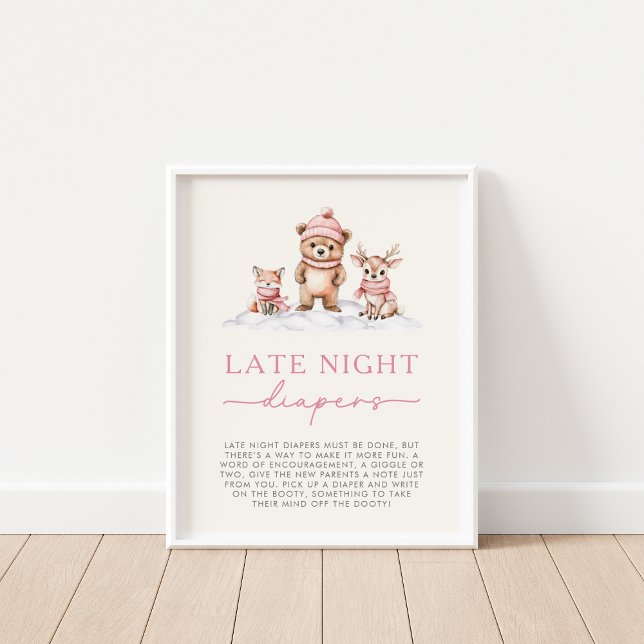 Winter Woodland Animals Late Night Diapers Game Poster (Creator Uploaded)