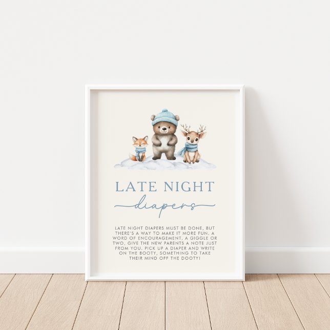 Winter Woodland Animals Late Night Diapers Game Poster (Creator Uploaded)