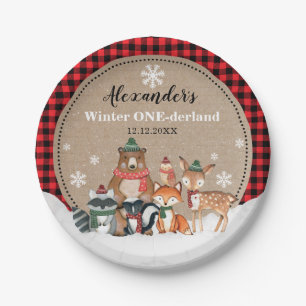 Winter Woodland Animals Onederland 1st Birthday Paper Plate