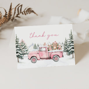 Winter Woodland Animals Thank You Card