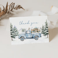 Winter Woodland Animals Thank You Card