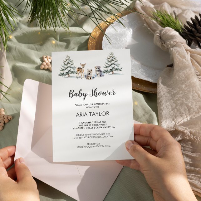 Winter Woodland Baby Animals Baby Shower Invitation (Creator Uploaded)